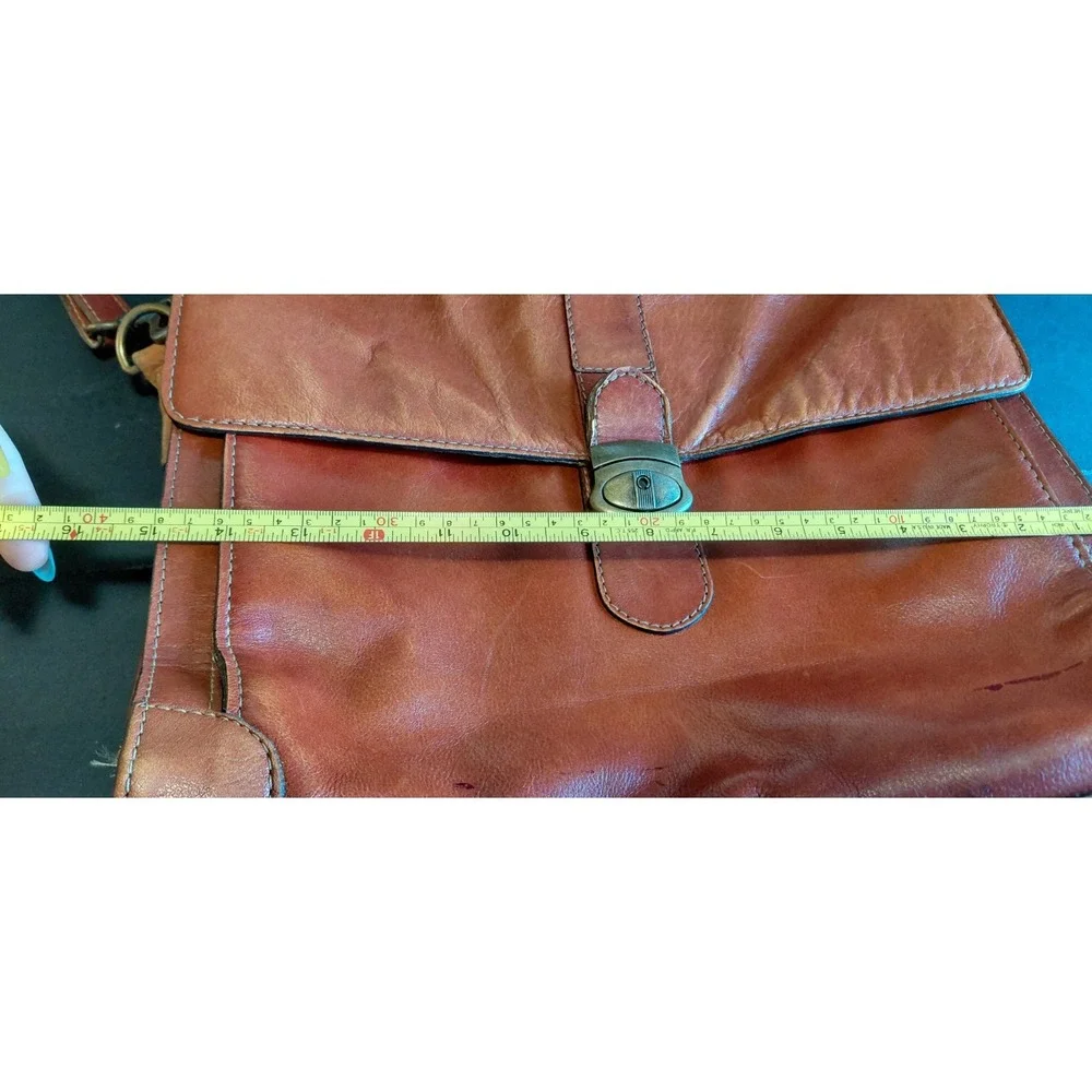 distressed heritage classic vintage executive tan leather briefcase mesenger Bag
